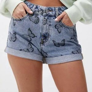NWT Pacsun Blue Butterfly Denim Mom Shorts